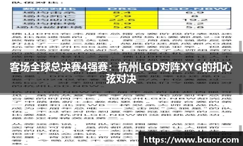 客场全球总决赛4强赛：杭州LGD对阵XYG的扣心弦对决